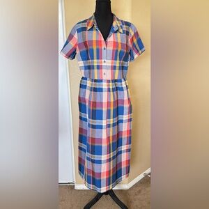 NWT Seasalt Cornwall Fleet Check Organic Cotton Midi Shirt Dress w/pockets